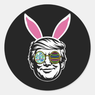 Sticker Rond Lapin de Pâques Trump chasse aux œufs de Pâques Pr