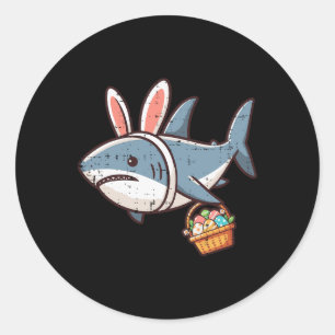 Sticker Rond Lapin de requin Oeufs de Pâques Funny Chasse Fille