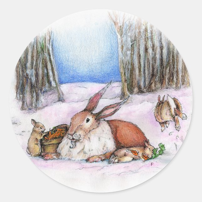 Sticker Rond Lapin de saison (Devant)