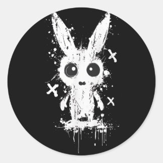 Sticker Rond Lapin déplaisant Met Lapin Alt Goth Grunge Horreur