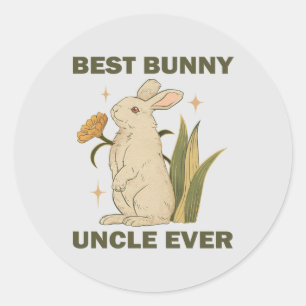 Sticker Rond Lapin Drôle, Meilleur Oncle De Lapin Jamais, Amour