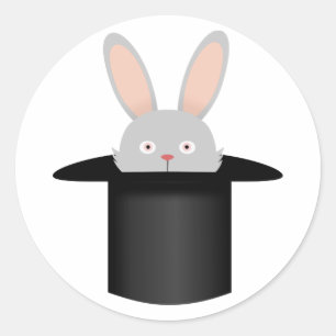 Sticker Rond Lapin en casquette