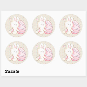 Sticker Rond Lapin et Oeuf de Pâques
