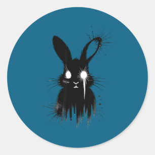 Sticker Rond Lapin goth mignon et effrayant dessin alternatif N