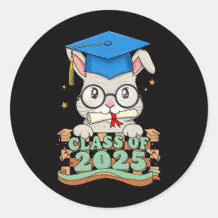 Sticker Rond Lapin Gradué Cl De 2025 Enfants Hommes Femmes Grad