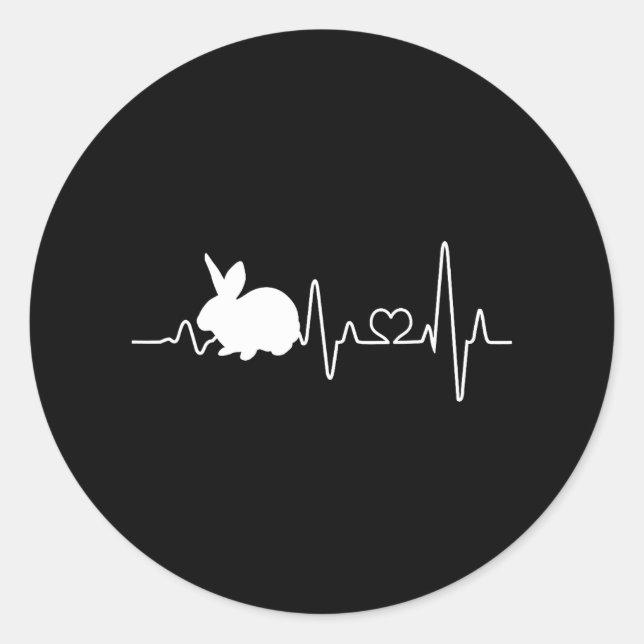 Sticker Rond Lapin Heartbeat Pulse Rabbit (Devant)