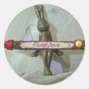 Sticker Rond Lapin Inspirant : Impression d'art de panneau d'am