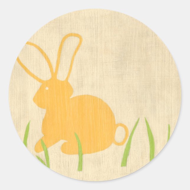 Sticker Rond Lapin jaune et herbe verte par Chariklia Zarris (Devant)
