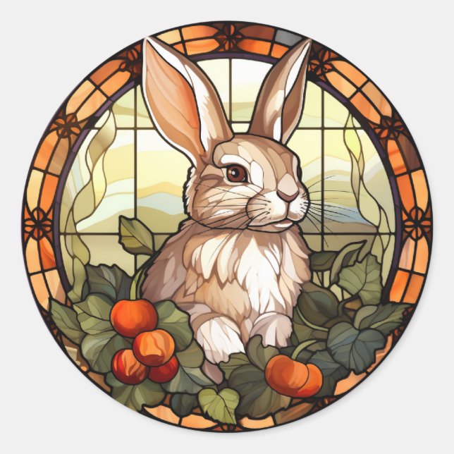 Sticker Rond Lapin lapin en verre doux (Devant)