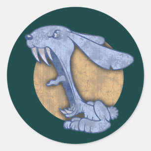 Sticker Rond Lapin mauvais bleu