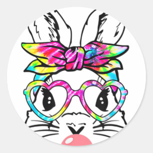 Sticker Rond Lapin Mignon Avec Cœur Ndana Gles Bubble Gum Pâque