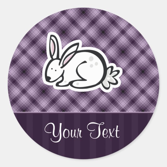 Sticker Rond Lapin mignon ; pourpre (Devant)