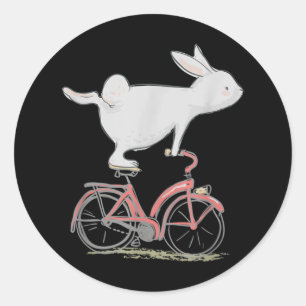 Sticker Rond Lapin Mignonne Sur Vélo Vélo Vélo Vélo Vélo
