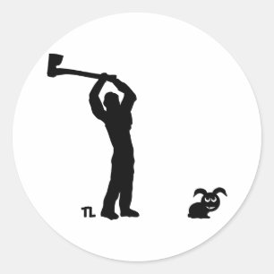Sticker Rond lapin mort noir - bûcheron
