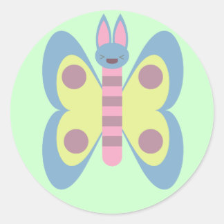 Sticker Rond Lapin Papillon Hybride Mignon Kawaii