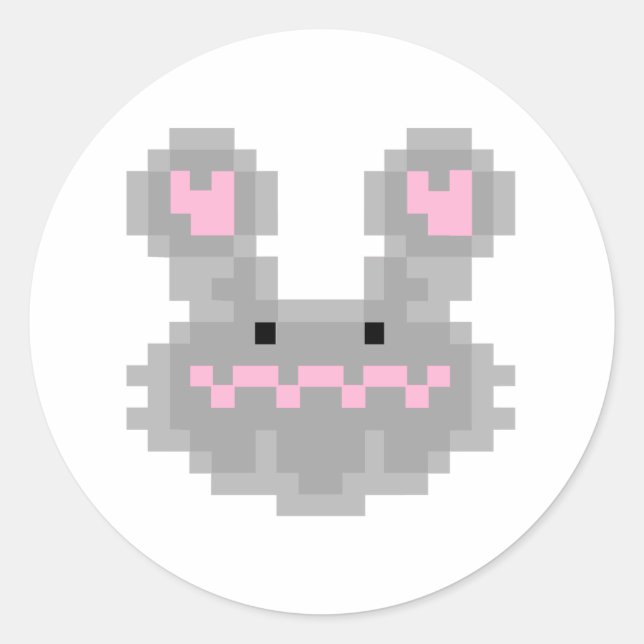 Sticker Rond Lapin Pixel Bunny (Devant)