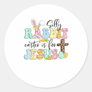 Sticker Rond Lapin Silencieux Pâques Est Pour Jésus Mignonne La