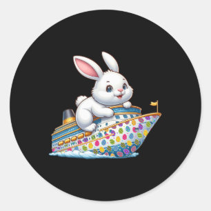Sticker Rond Lapin Sur Bateau De Croisière Oeufs De Pâques Cost