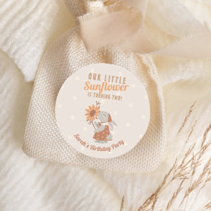 Sticker Rond Lapin Tournesol Lapin Anniversaire