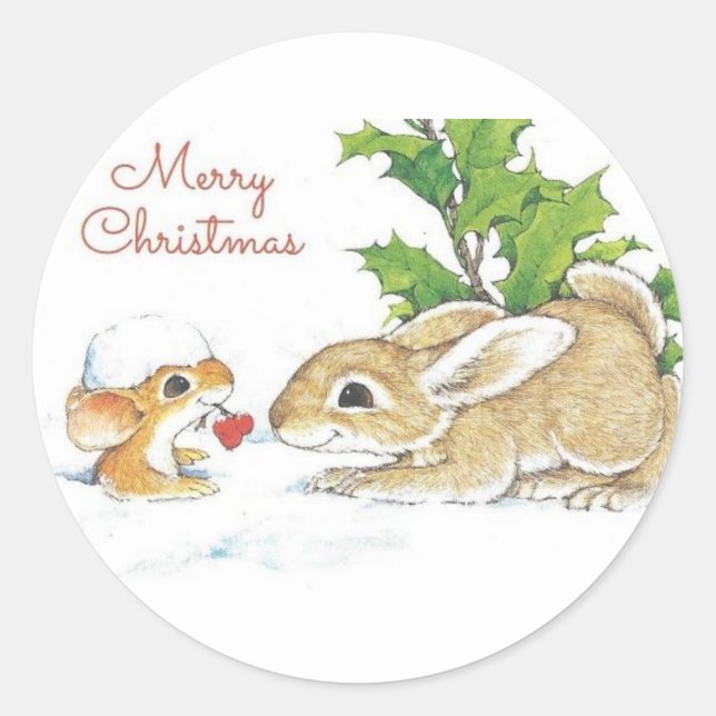 Sticker Rond Lapins de Noël  (Devant)