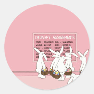 Sticker Rond Lapins de Pâques