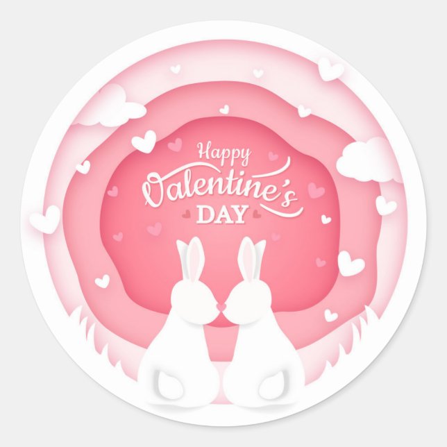 Sticker Rond Lapins Heureuses Saintes-Valentin | Amour (Devant)