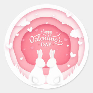 Sticker Rond Lapins Heureuses Saintes-Valentin   Amour