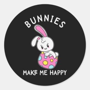 Sticker Rond Lapins Mignons Me Rendent Heureux Lapin De Pâques