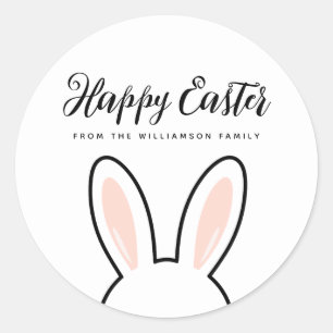 Sticker Rond Lapins Mignons Minimalistes Personnalisés Joyeuses