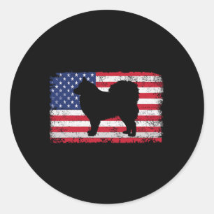 Sticker Rond Lapphund Finlandais 4 juillet Amérique patriotique