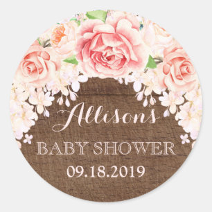 Sticker Rond L'aquarelle rose en bois fleurit la faveur de baby