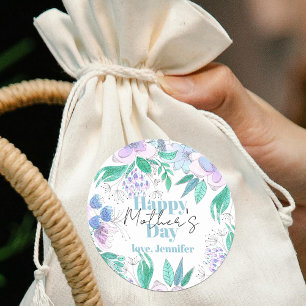 Sticker Rond L'aquarelle violette et rose fleurit la fête des m