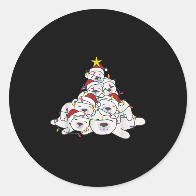 Sticker Rond Lar Bear Christmas Tree Funny Animal Christmas Lar (Devant)