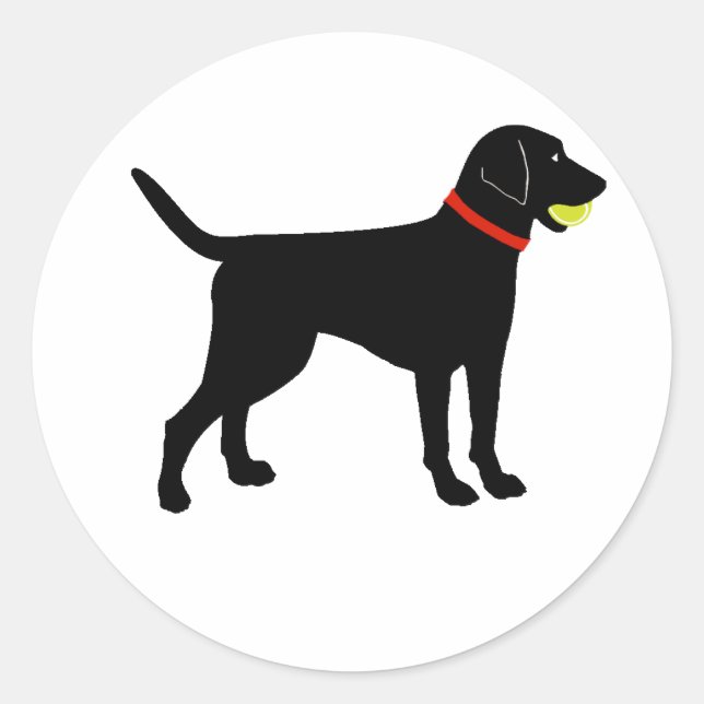 Sticker Rond Larador Fetch, balle de jeu du Black Lab (Devant)