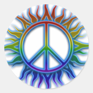 Sticker Rond L'arc-en-ciel "de Sun de signe de paix" a coloré