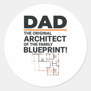 Sticker Rond L'architecte papa's Blueprint Fête des pères de ri