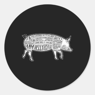 Sticker Rond Lard Coupe Image Pig Parts Diagramme, Illustration
