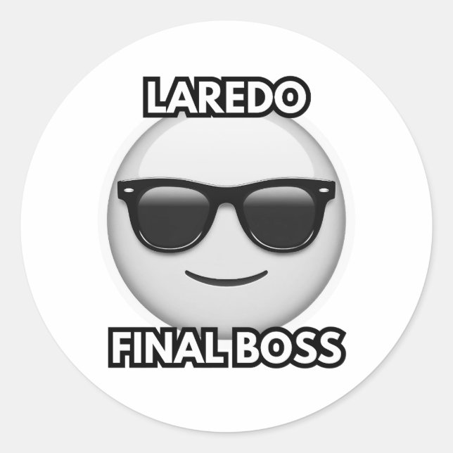 Sticker Rond Laredo Final Boss Cool Emoji (Devant)