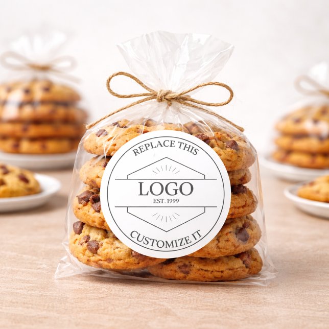 Sticker Rond Large Simple Business Logo Customizable Classic (Créateur téléchargé)