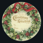 Sticker Rond Large Victorian Christmas Name Tags pour les cadea<br><div class="desc">stickers Père Noël vintages et étiquettes de nom pour les cadeaux! Cartes de Noël victoriennes soigneusement restaurées. Ce sont les meilleurs sur les grands autocollants. Il devient trop petit pour écrire sur les petits.</div>