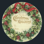 Sticker Rond Large Victorian Christmas Name Tags pour les cadea<br><div class="desc">stickers Père Noël vintages et étiquettes de nom pour les cadeaux! Cartes de Noël victoriennes soigneusement restaurées. Ce sont les meilleurs sur les grands autocollants. Il devient trop petit pour écrire sur les petits.</div>
