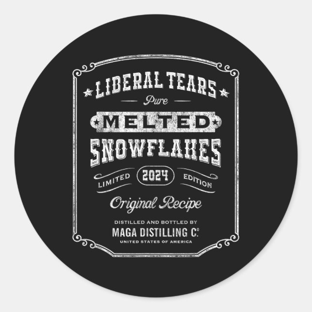 Sticker Rond Larmes libérales Flammes de neige fondues Whiskey  (Devant)