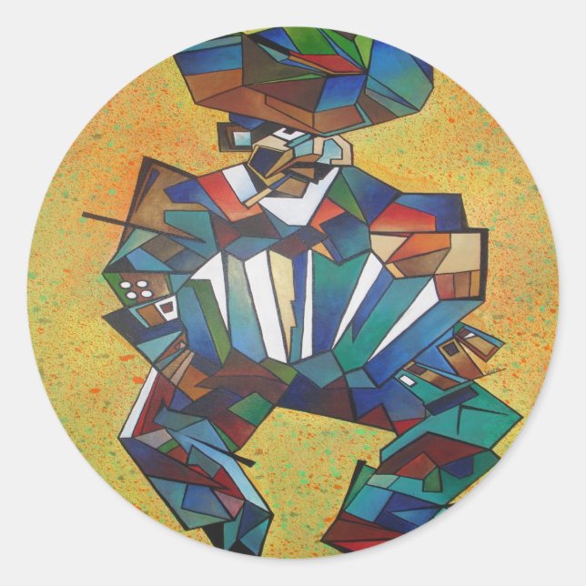 Sticker Rond L'art cubiste accordioniste (Devant)