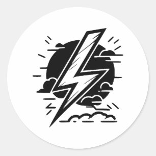Sticker Rond L'art de la foudre Abstraite en BW