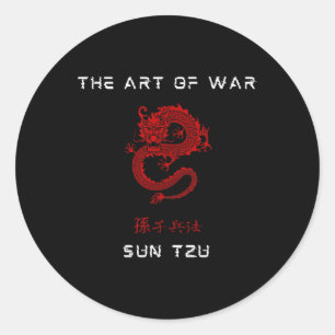 Sticker Rond L'Art De La Guerre Soleil Tzu Traditionnel Rouge C