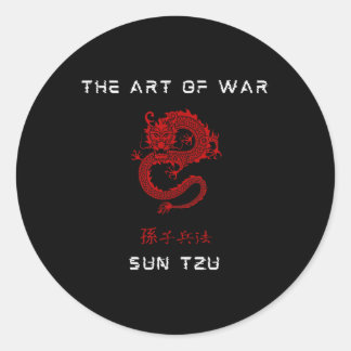 Sticker Rond L'Art De La Guerre Soleil Tzu Traditionnel Rouge C