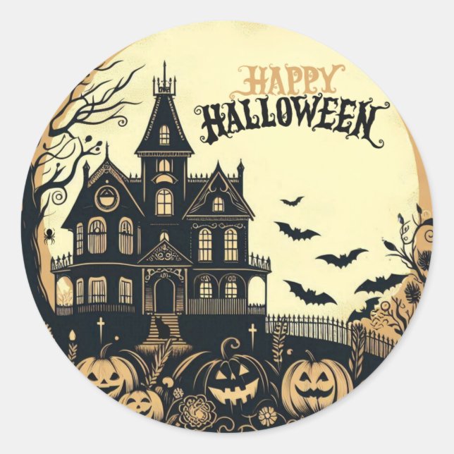 Sticker Rond L'art d'Halloween vintage (Devant)