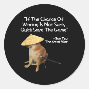 Sticker Rond L'Art Du Joueur De Mèmes De Guerre Jouant Samurai