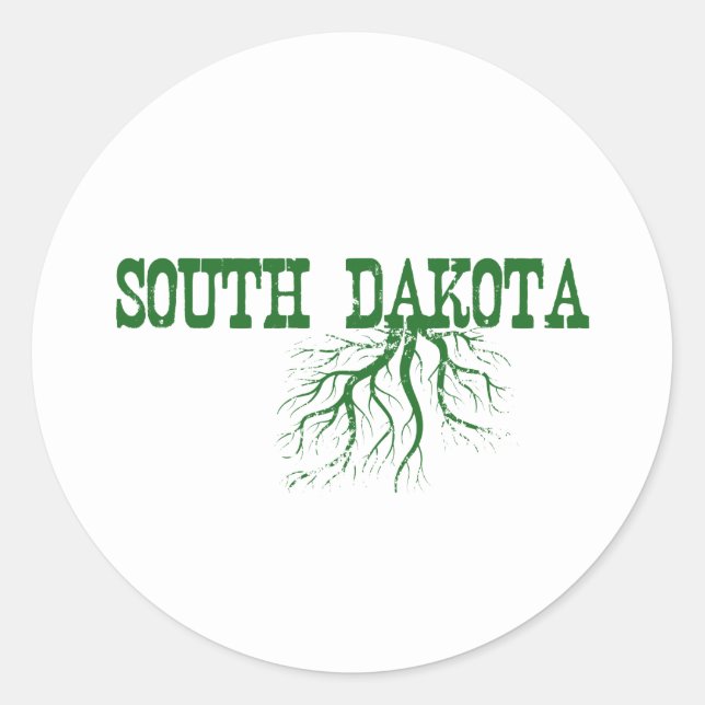 Sticker Rond L'art du monde vert des racines du Dakota du Sud (Devant)