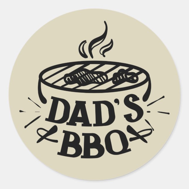 Sticker Rond L'art du mot BBQ de papa cool (Devant)